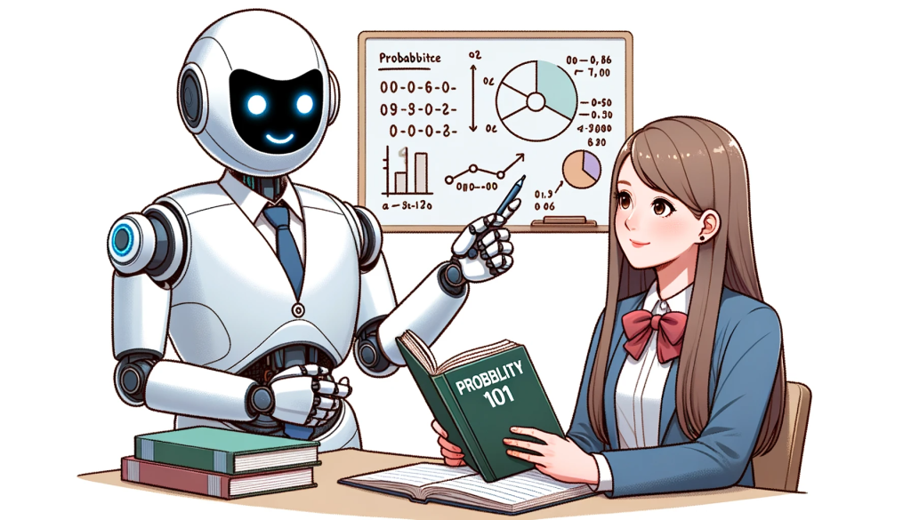 A humanoid robot teaching probability to a student